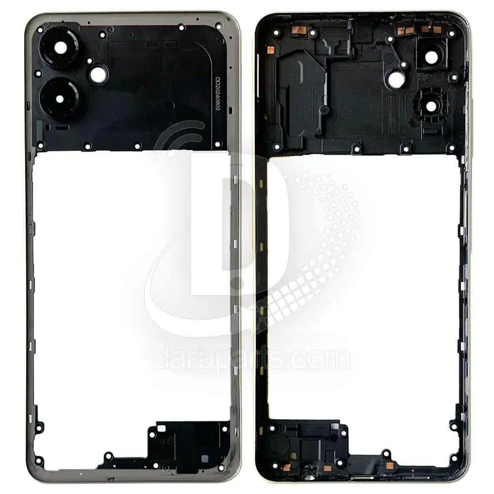 Middle-Frame-Samsung-Galaxy-A06-4G-A065-Gold-Main قیمت و خرید همکاری فریم میانی سامسونگ A06 4G – A065 (میدل فریم پلاستیکی گلکسی آ صفر 6 فورجی) در قطعات موبایل دارا | Dara Mobile Parts