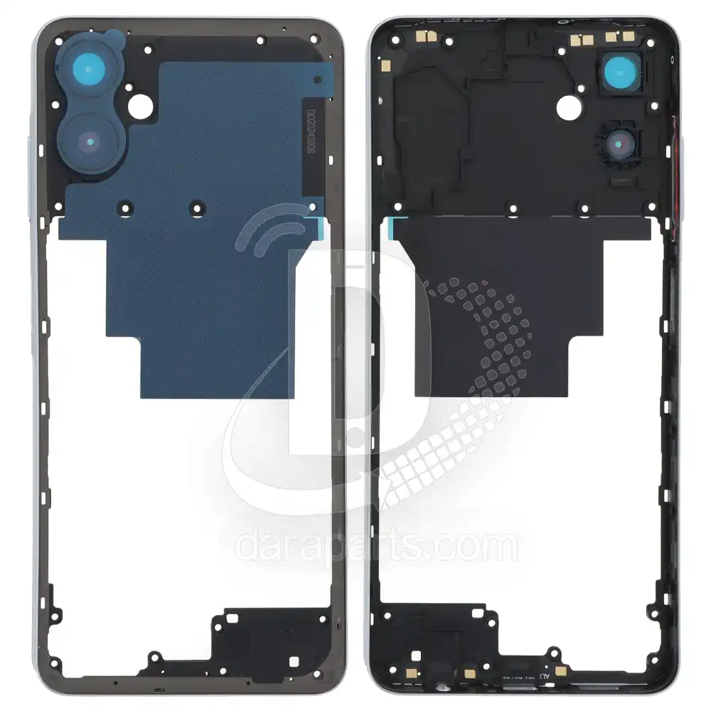 Middle-Frame-Samsung-Galaxy-A06-4G-A065-white-main قیمت و خرید همکاری فریم میانی سامسونگ A06 4G – A065 (میدل فریم پلاستیکی گلکسی آ صفر 6 فورجی) در قطعات موبایل دارا | Dara Mobile Parts