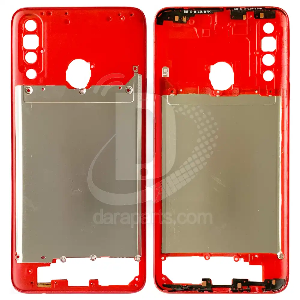 Middle-Frame-Samsung-Galaxy-A20s-A207-Red-Main قیمت و خرید همکاری فریم میانی سامسونگ A20s – A207 (میدل فریم پلاستیکی گلکسی آ بیست اس) در قطعات موبایل دارا | Dara Mobile Parts