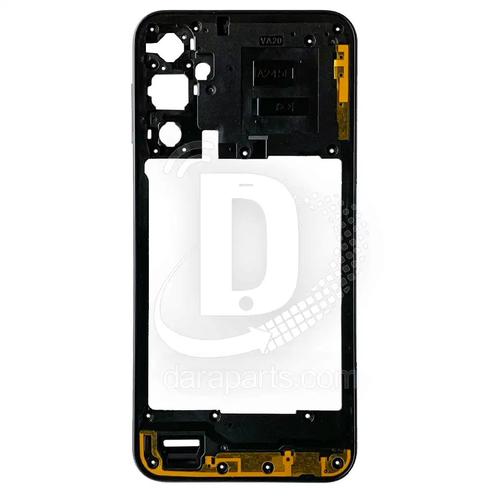 Middle-Frame-Samsung-Galaxy-A24-A245-1-black Middle Frame Samsung Galaxy A24 (A245) قیمت و خرید همکاری فریم میانی سامسونگ A24 – A245 (میدل فریم پلاستیکی گلکسی آ بیست و چهار) در قطعات موبایل دارا | Dara Mobile Parts