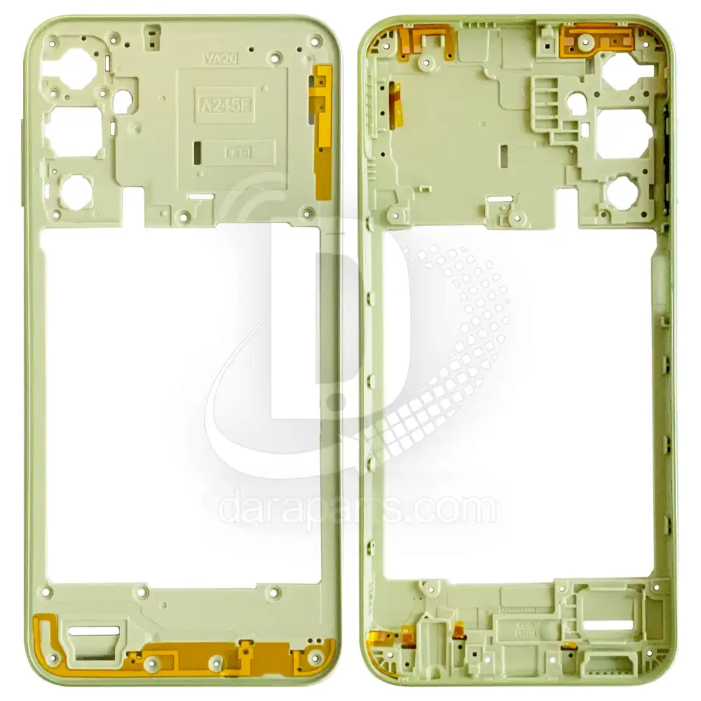 Middle-Frame-Samsung-Galaxy-A24-A245-Main-Green قیمت و خرید همکاری فریم میانی سامسونگ A24 – A245 (میدل فریم پلاستیکی گلکسی آ بیست و چهار) در قطعات موبایل دارا | Dara Mobile Parts