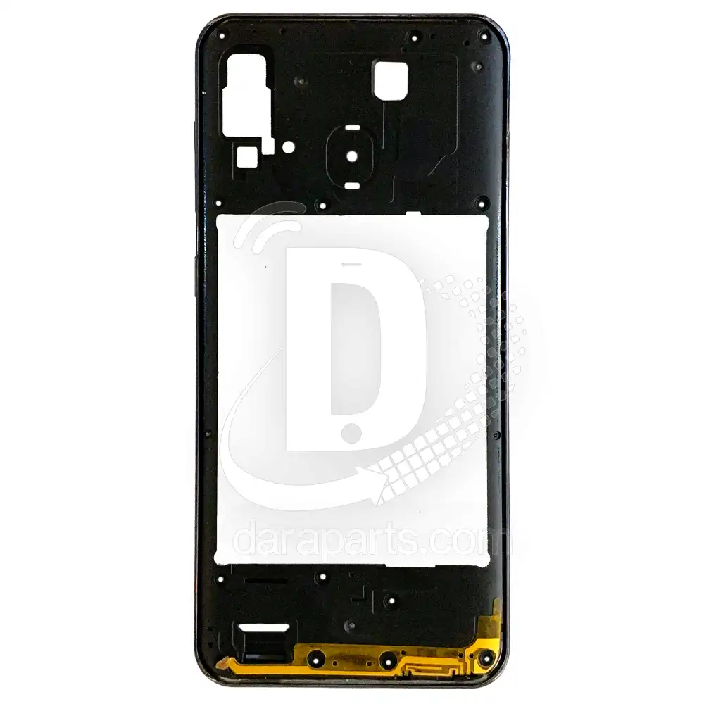 Middle-Frame-samsung-galaxy-a30-a305-black-1 قیمت و خرید همکاری فریم میانی سامسونگ A30 – A305 (میدل فریم پلاستیکی گلکسی آ سی) در قطعات موبایل دارا | Dara Mobile Parts
